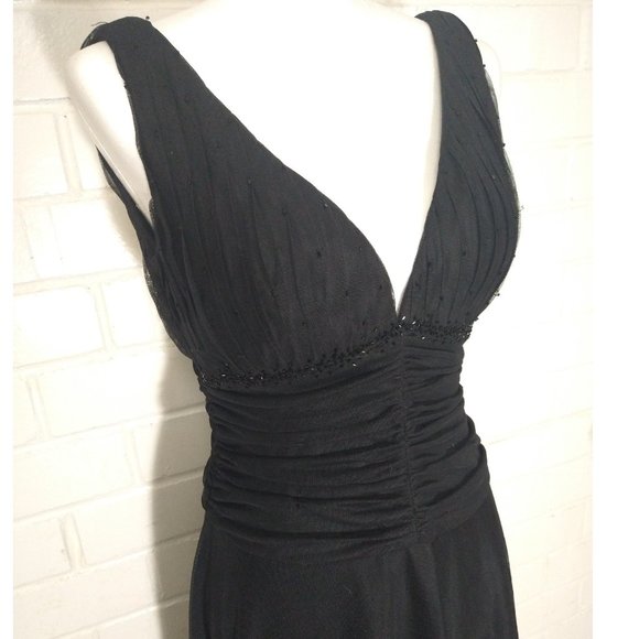 Davids Bridal Bridesmaid Formal Prom Dress Black Flare Stretch Womens Sz. 8 NWOT - Picture 6 of 11
